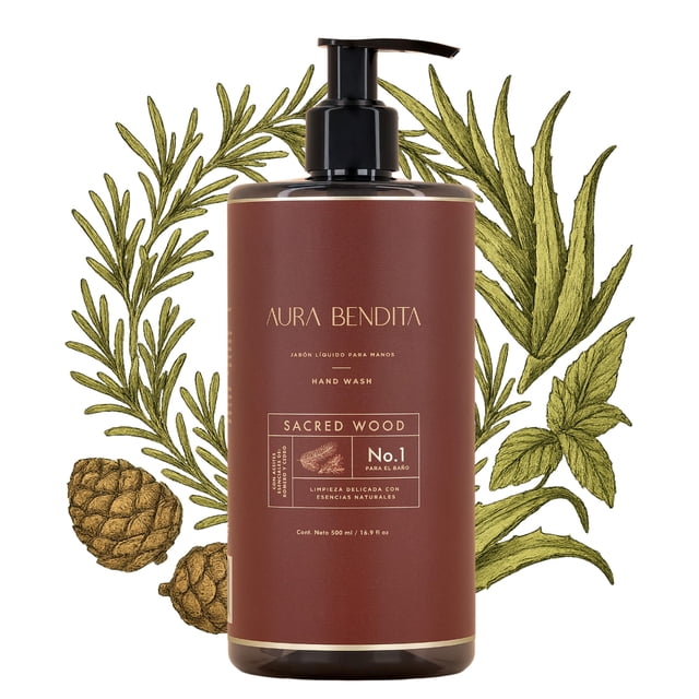 Jabón Líquido Para Manos 500ml | Con Cedro y Romero (Aceites Esenciales 100% Puros) | Sin Fragancias Artificiales, Parabenos ni Ftalatos | Con Extracto de Aloe Vera | Uso Diario