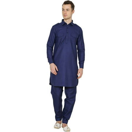 

Royal Kurta Men s Linen Pathani Suit Blue