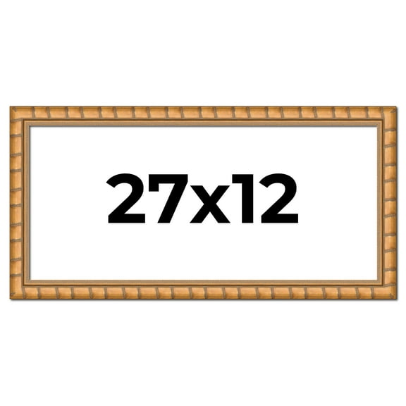 27x12 Frame Gold Real Wood Picture Frame Width 1.5 inches | Interior Frame Depth 0.5 inches |
