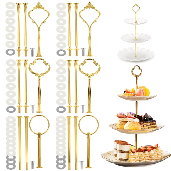 6 Sets 3 Tier Cupcake Stand Hardware Handles, Metal Tiered Tray Fittings – for Cakes, Wedding, Party & Dessert Plates