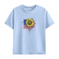 thumbnail image 4 of Zynoxe Girls and Boys Two Piece Sets Independence Day Printed Short Sleeve Tops and Elastic Waist Shorts Sets Lounge Cotton Linen Summer Outfits Light Blue 4 Years, 4 of 9
