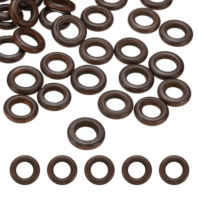 Unique Bargains 20mm Natural Wooden Rings, 30 Pack Wood Ring Round Linking Rings Wood Loop Circle for Craft, Dark Brown