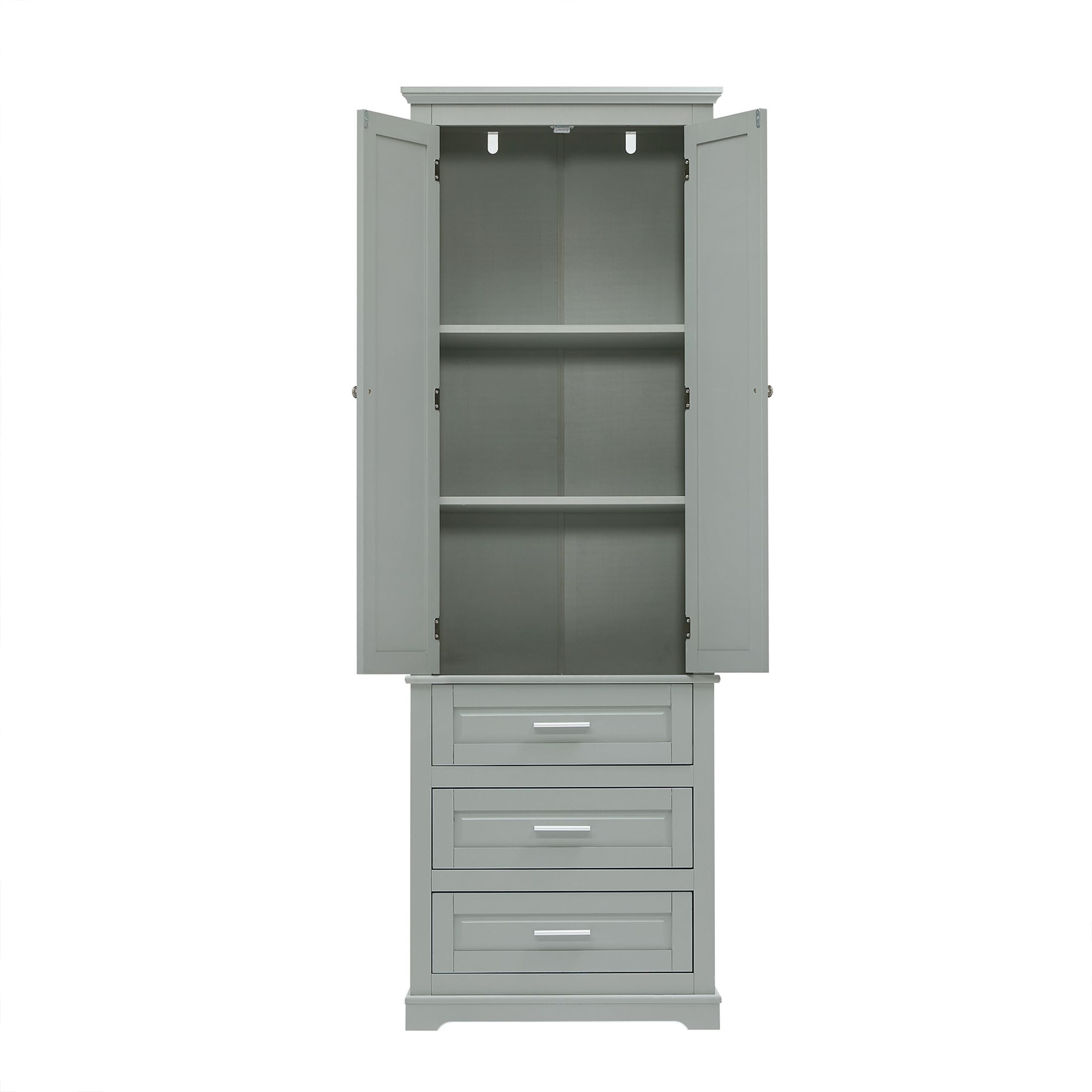 DEALTOPS Stylish Spacious Storage Cabinet with 3 Drawers and Adjustable Shelf for Bathroom, Living Room, Gray