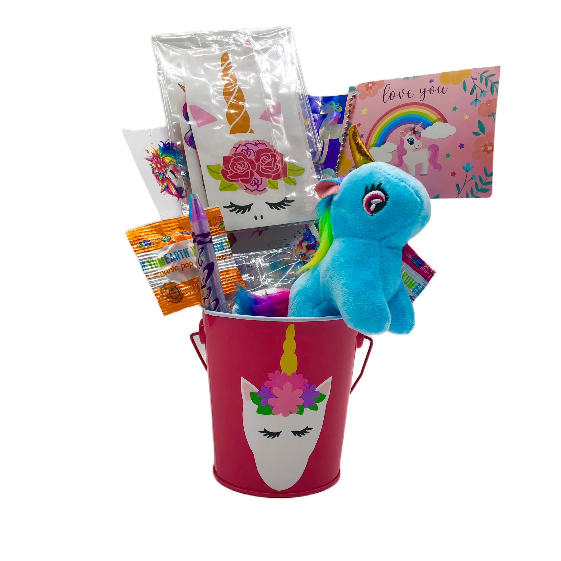 Timeless Desserts Unicorn Birthday Gift Basket - Unicorn Book, Personalized, Craft, Candy