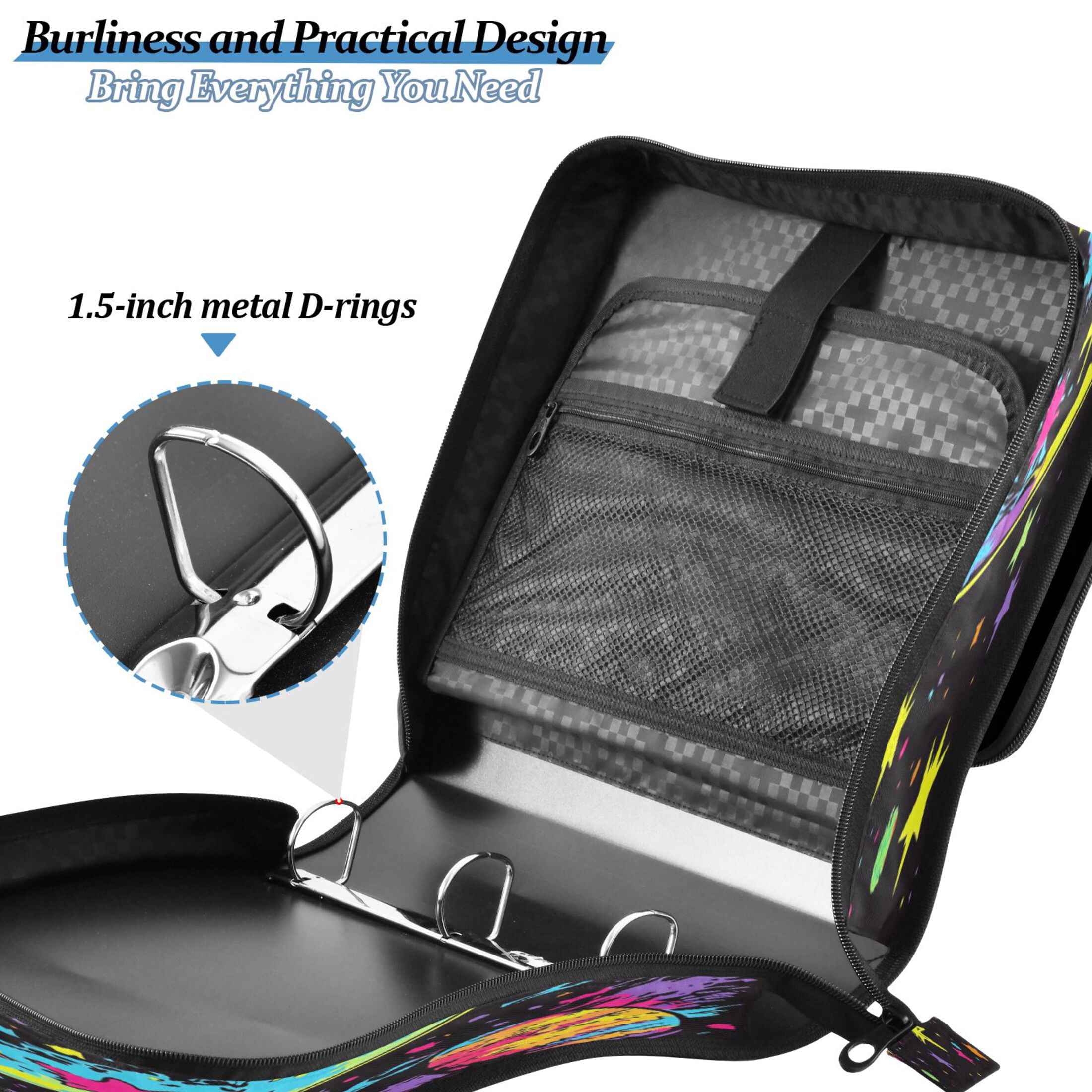 YAZAOO Zipper Binder trapper keeper Documents Organized Design Vibrant Planetary Scene Printed