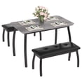 thumbnail image 1 of 3-Piece Retro Dining Set,Chamfer Design Metal Frame Kitchen Furniture for Apartments, Studios, Small Spaces, 1 of 9