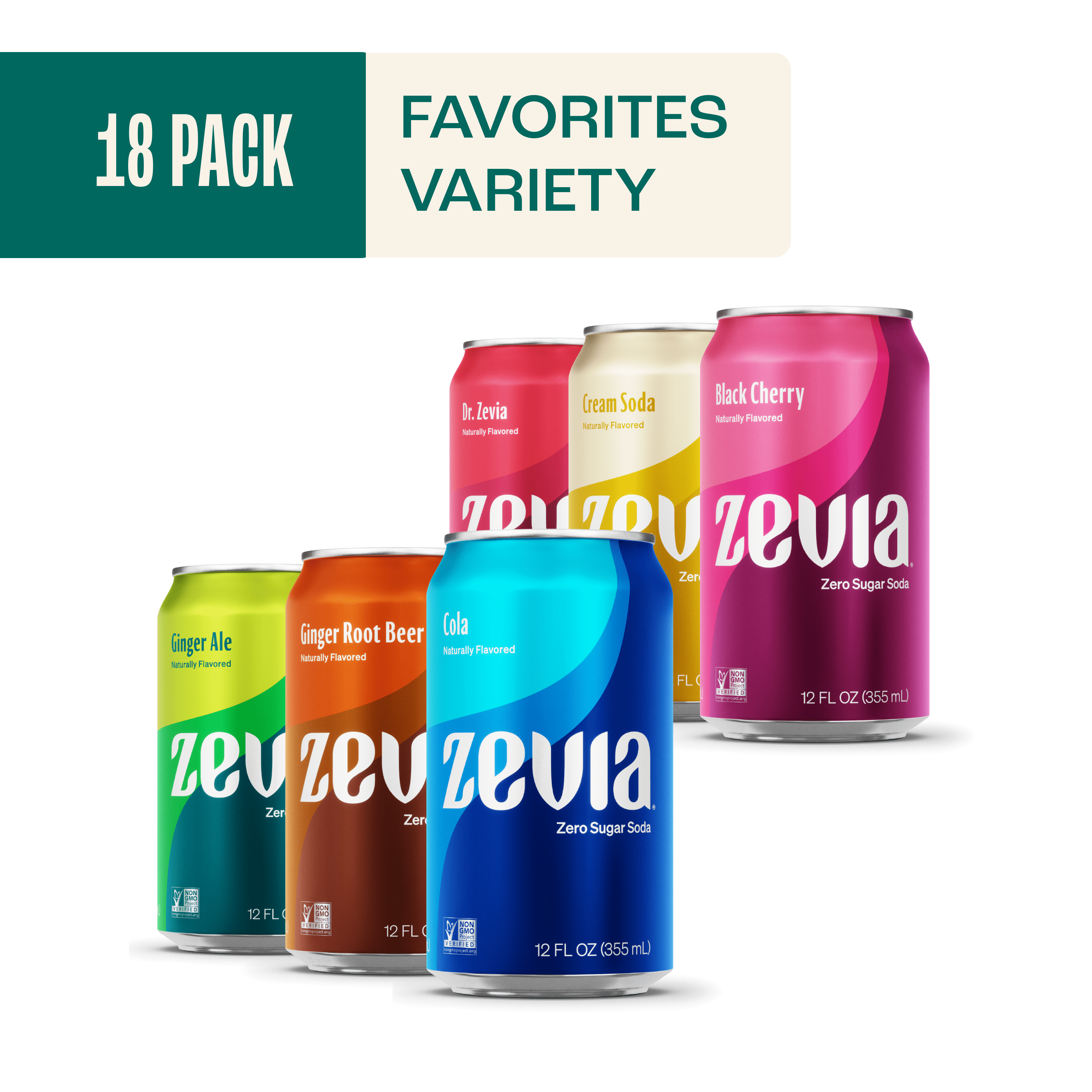 Zevia Zero Calorie, No Sugar Soda Pop, Favorites Variety Pack, 12