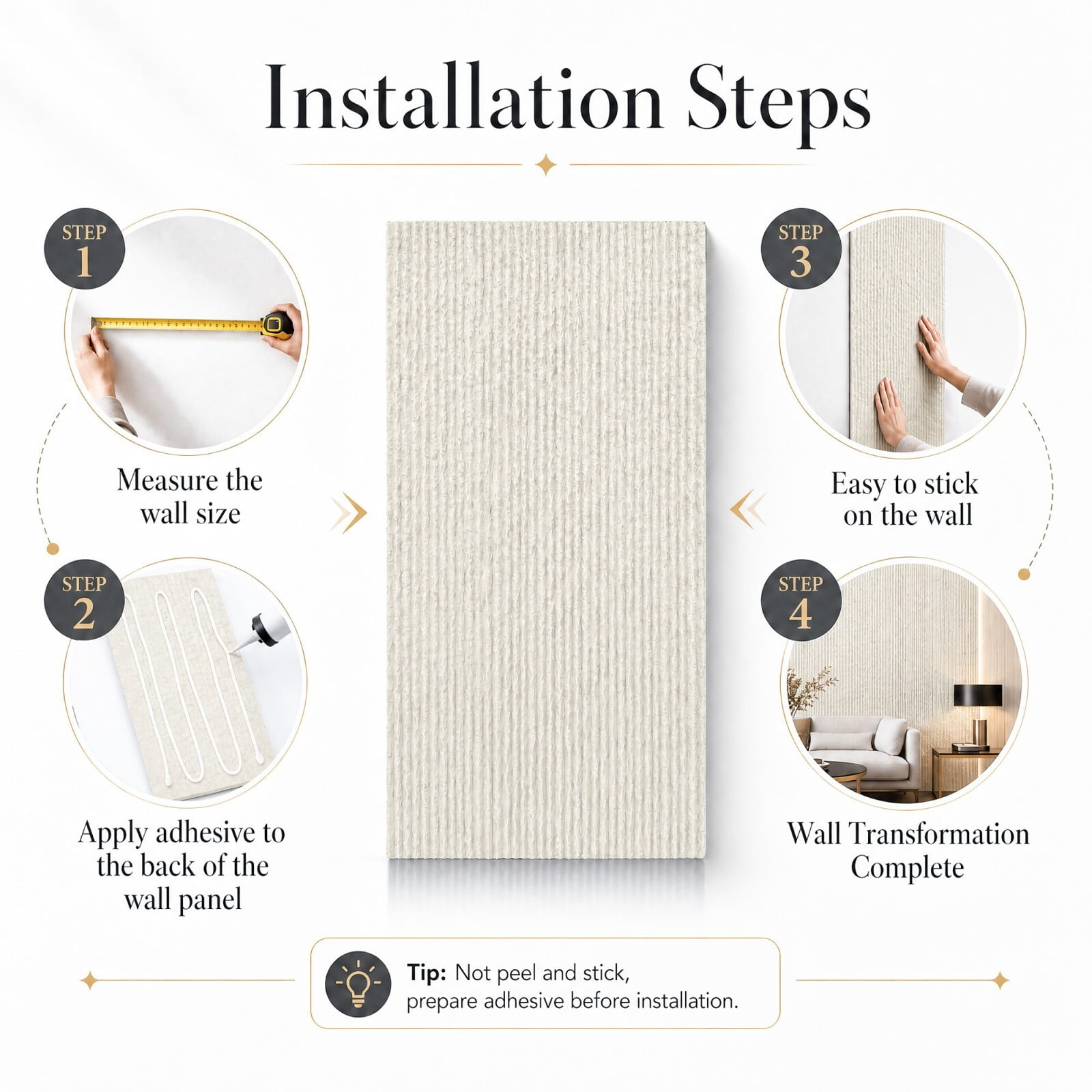 Plank & Hue 4Pcs 48"x24" 3D Faux Stone Wall Panels, Imitation Stone Wall Décor Wainscot Panel Board for Interior Accent Walls, Ivory White