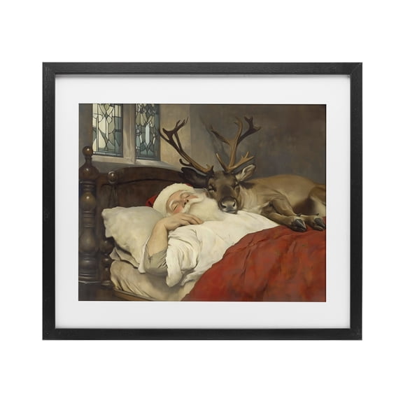 Stupell Industries Eclectic Goodnight Santa & Reindeer Black Framed Print Under Glass, 16 x 13, by Arlington Prints