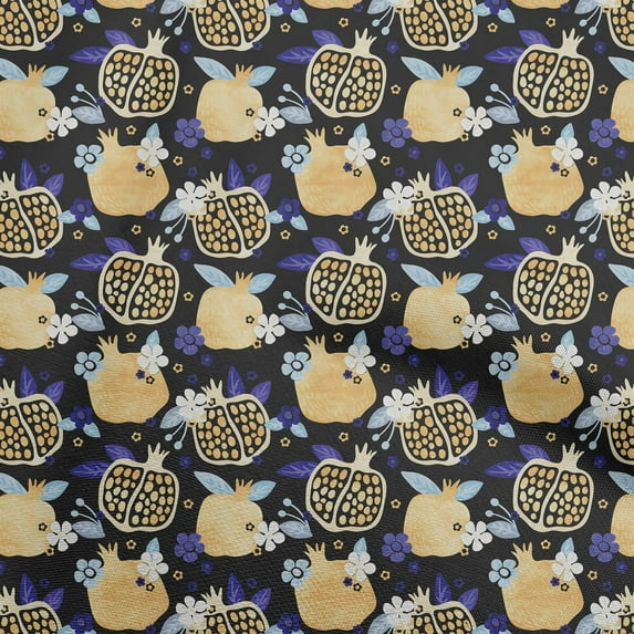 oneOone Polyester Spandex Black Fabric Pomegranate Diy Clothing Quilting Fabric Print Fabric By Yard 56 Inch Wide-96