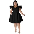 thumbnail image 2 of AURA Plus Size Ruffle Sleeve Maxi Swing Dress Solid Color Summer Casual Street Style, 2 of 8