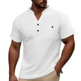 thumbnail image 3 of Kcolen Mens T Shirts Casual Men Henley Tee Tops Pullovers Solid Color Athletic Fit Breathable Short Sleeve Casual Vacation Basic Muscle Tee for Mens, 3 of 5