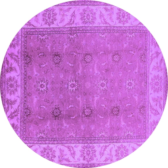 Ahgly Company Indoor Round Oriental Purple Traditional Area Rugs, 3' Round