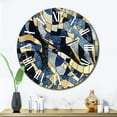thumbnail image 2 of Designart "Abstract Pattern with Blue and Golden Textures XVII" Minimalism Oversized Wall Clock, 2 of 5