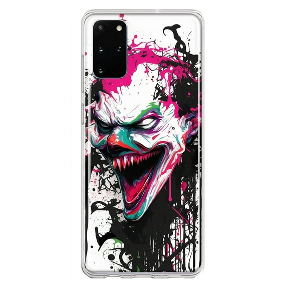 MUNDAZE Samsung Galaxy S20 Plus Shockproof Clear Hybrid Protective Phone Case Evil Joker Face Painting Graffiti Cover