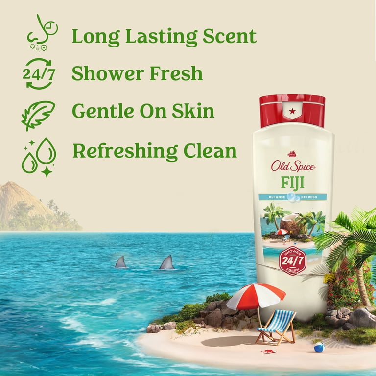Old Spice, Body Wash for Men Fiji, 18 fl oz, Palm Tree Scent
