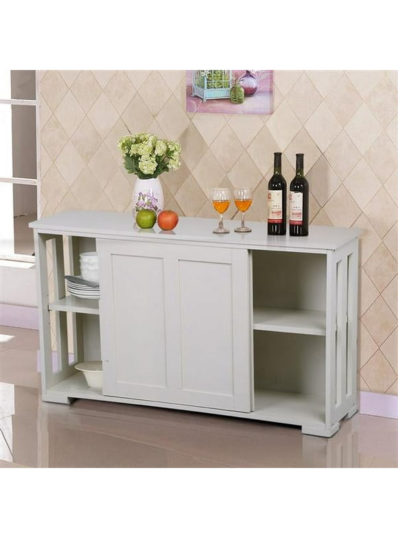 Yaheetech Sideboard Buffet Cabinet with Storage Sliding Door for Kitchen, Antique White