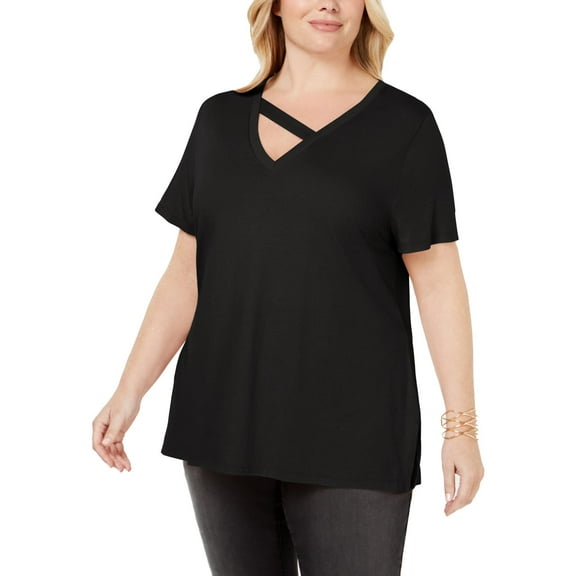 INC Womens Plus Cut-Out Short Sleeve T-Shirt