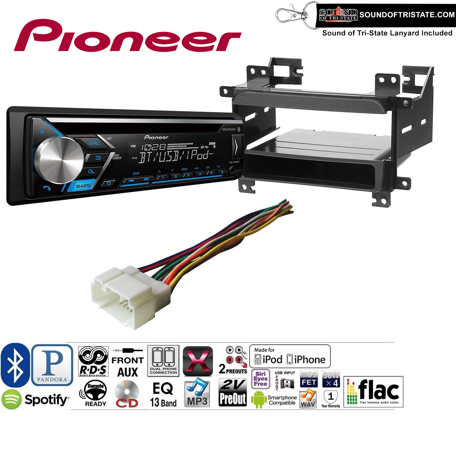 Pioneer DEHS4000BT CD Receiver Radio Install Kit with Bluetooth, CD