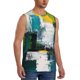 thumbnail image 2 of Fotbe Abstract Brushstrokes Green Blue Men's Camiseta sin Mangas Estampada para Hombres, Playera Casual para Gimnasio, Entrenamiento, Playa-Large, 2 of 7