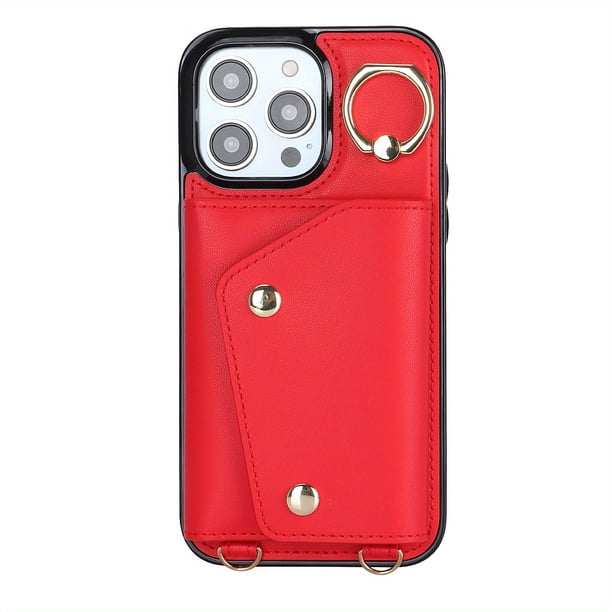 Crossbody Wallet Women Phone Case For IPhone 14 13 12 11 Pro Max X XR XS Max SE 2022 7 8 Plus,Credit Card Holder Phone Case With Strap,PU Leather Purse With Lanyard Zipper Flip Cover