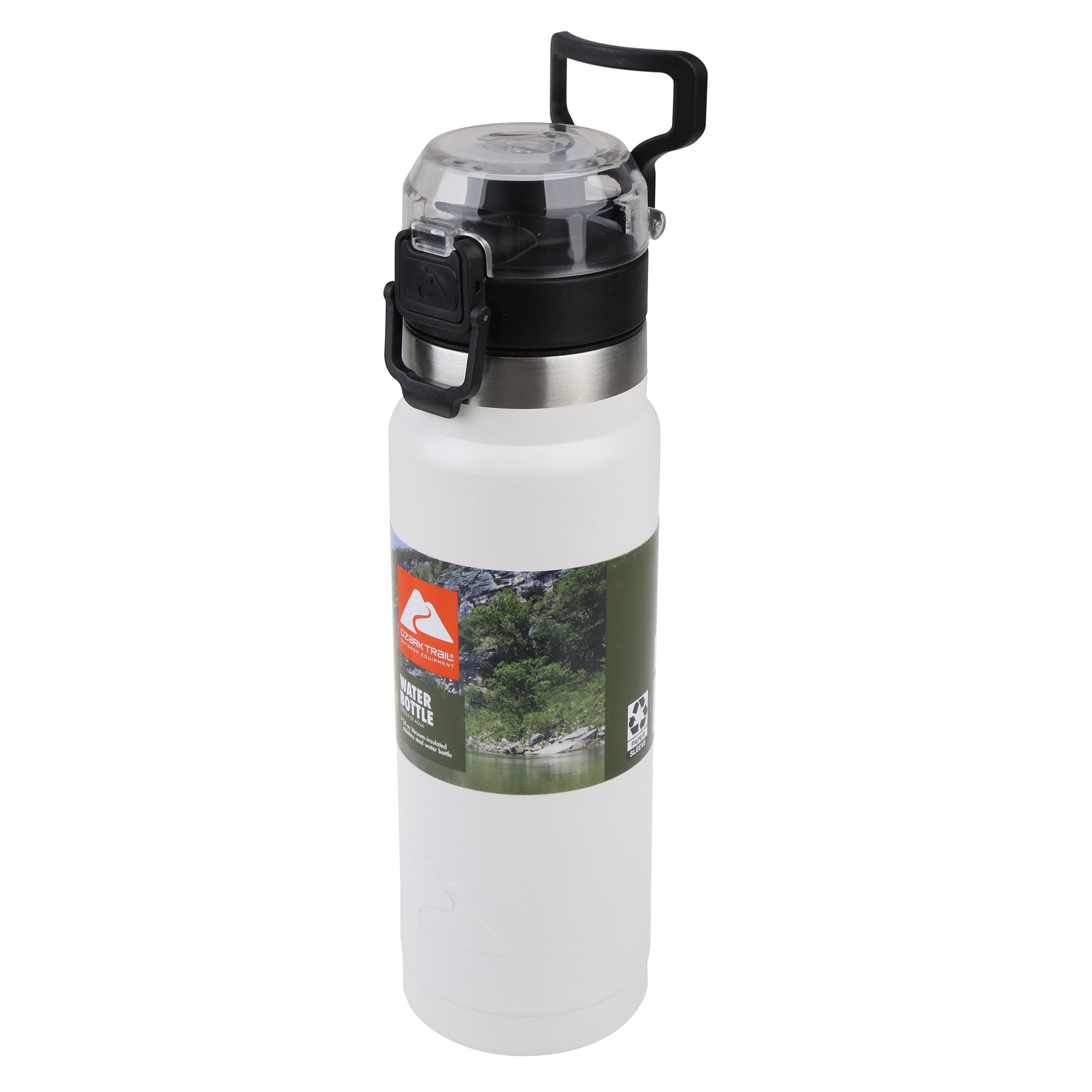 Ozark Trail 24 oz Pink and Silver Insulated Stainless Steel Water Bottle  with Wide Mouth Lid 