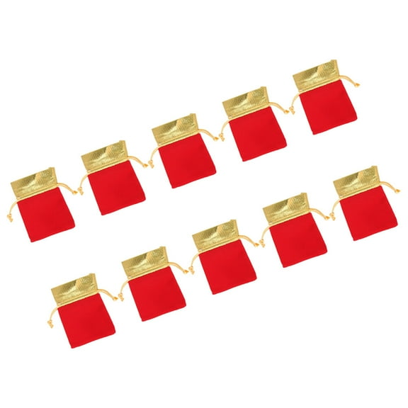 MUSEYA 10pcs Velvet Jewelry Pouches for Christmas present Packaging Red