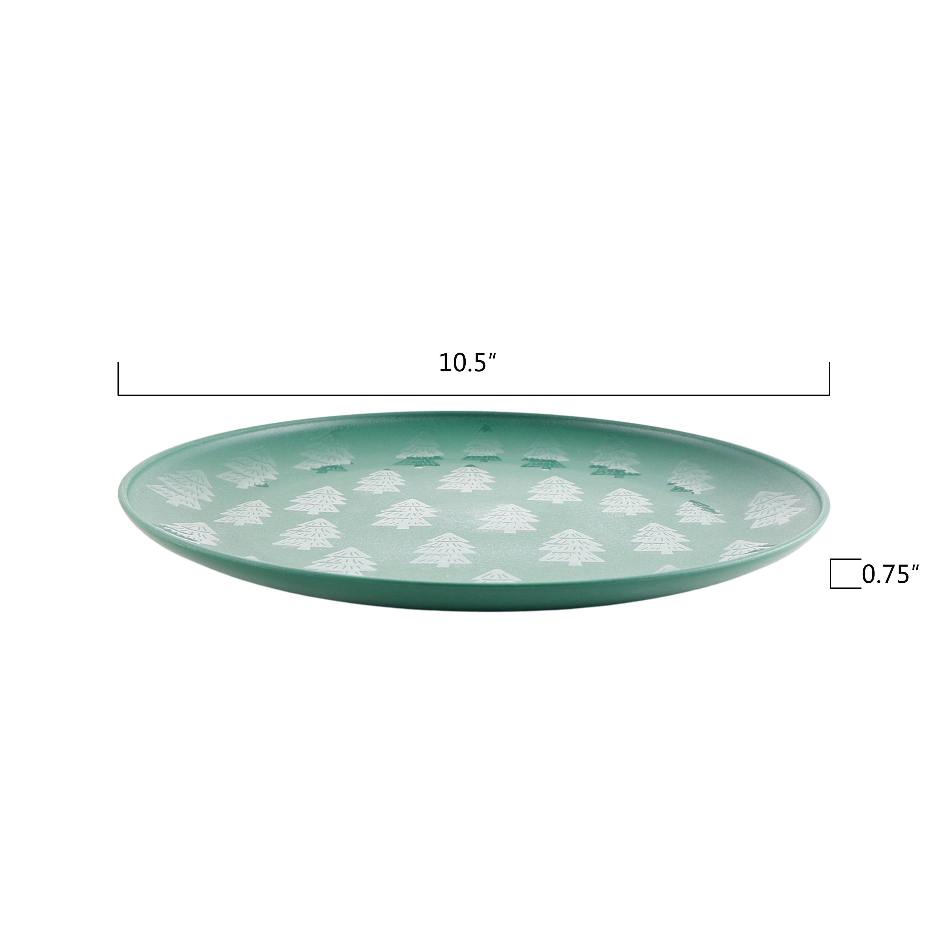 Mainstays 10.5 inch Round Plastic Etched Tree Plate, Green