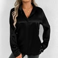 thumbnail image 7 of tarylea Womens Fall Tops Satin Long Sleeve Turn down Collar Shirts Adjustable Cuff Loose Lightweight Blouse Business Casual Tops, 7 of 7