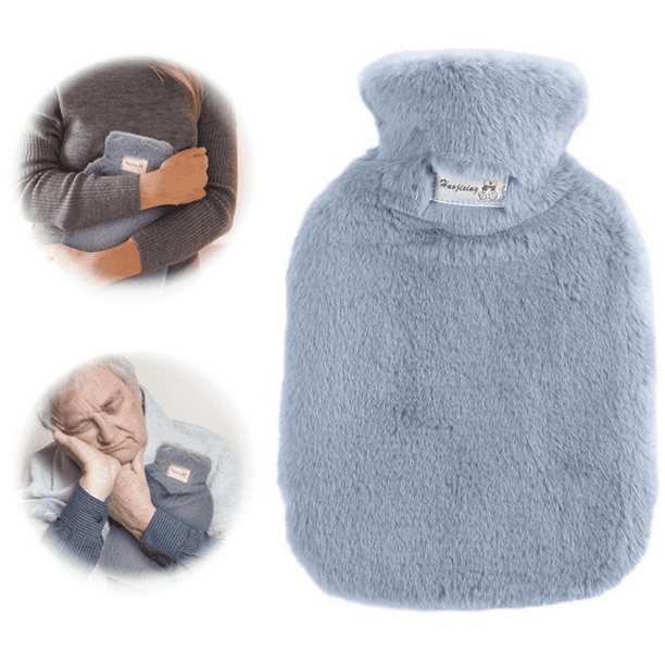 Hot Water Bottle Hand Warmer with Lid Plush Soft Natural Rubber Hot