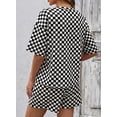 thumbnail image 6 of DOKOTOO Womens 2 Piece Outfits Casual Plaid Short Sets Lounge Beach Travel Short Sleeve Round Neck Tops Match High Waisted Shorts Summer Outfits, 6 of 8