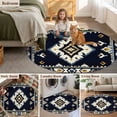 thumbnail image 5 of Round Rugs 5Ft, Navy Blue Boho Round Area Rug Washable Indoor Throw Carpet, Ethnic Art Geometric Southwestern Soft Non Slip Circle Rug for Cabinet Bathroom Home Decor Aesthetic, 5 of 8