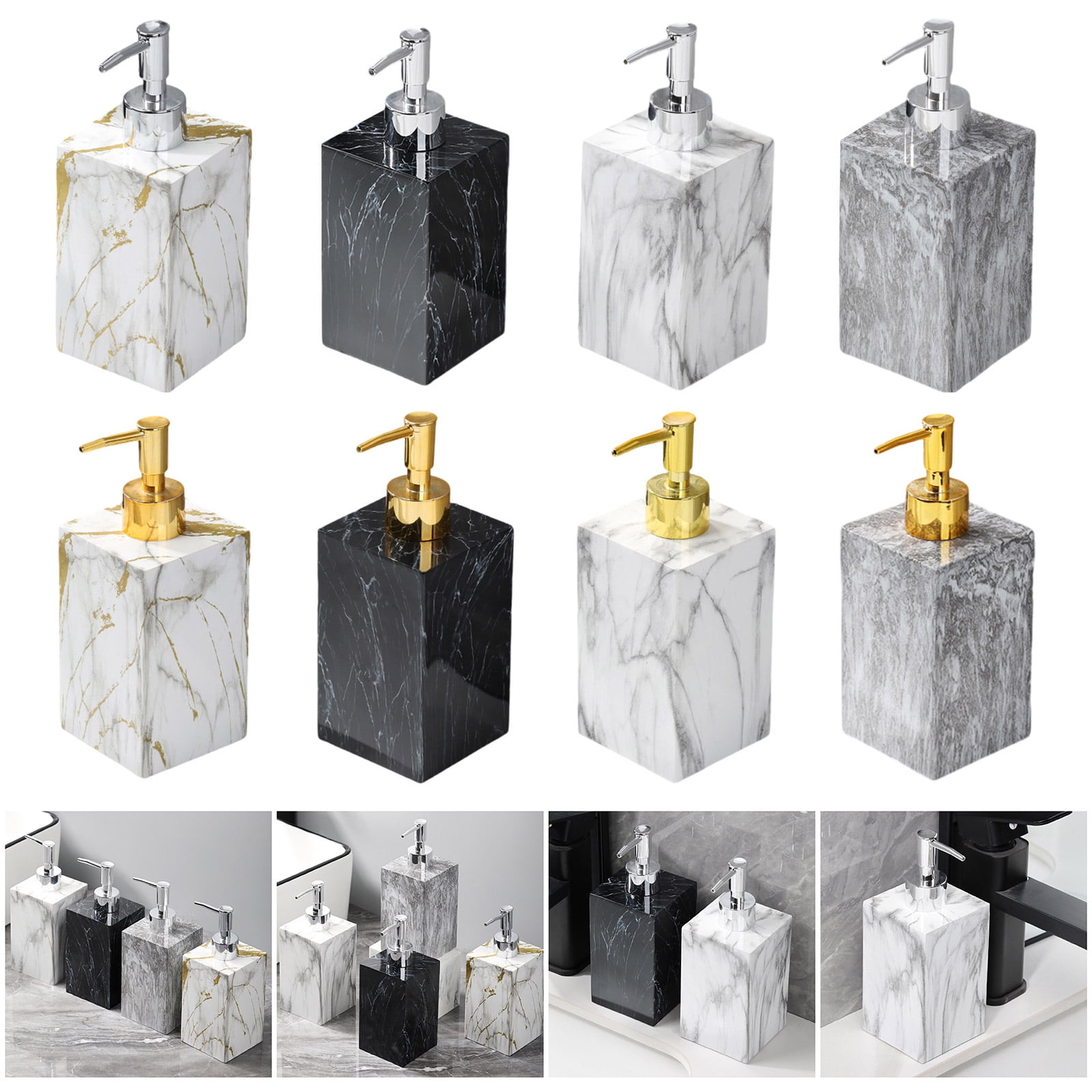 Marble Textured Soap Dispenser with Pumps Hand Wash Dispenser for Kitchen Bathroom