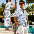 thumbnail image 3 of Uorisanigo Hawaii White Couples' Outfits Husban and Wife Clothing Short Sleeve Shirt for Men Size S Hawaiian Tops and Women's Summer Dress Maxi Beach Vacation Sundress, 3 of 8