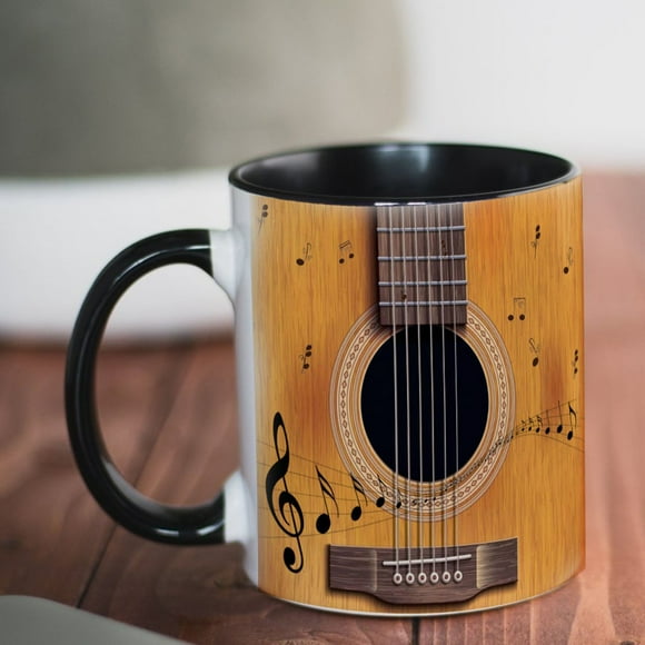 TopLLC Guitar Mug Inside Color Black Ceramic Mug 300ml-400ml Capacity Can Be Gifts a mug