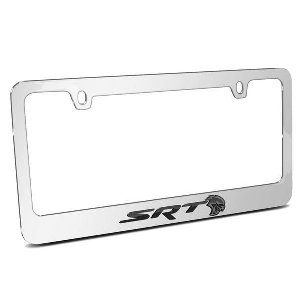 Dodge SRT Hellcat Mirror Chrome Metal License Plate Frame