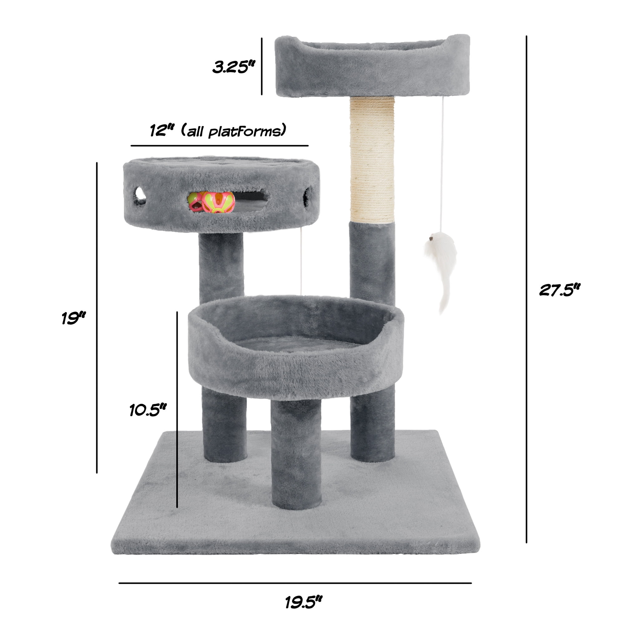 PETMAKER Tall Cat Tree Condo with Perches, Scratch Post, and Wheel Toy