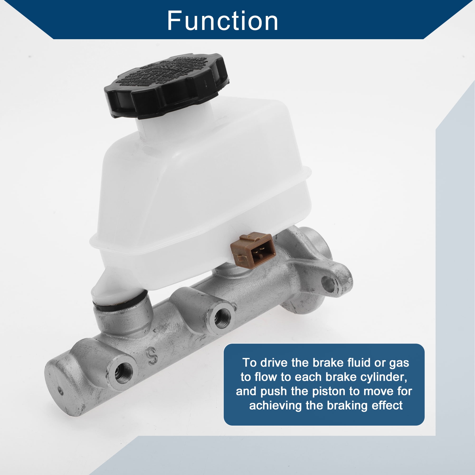 Unique Bargains No.5851029010 Brake Master Cylinder with Reservoir for Hyundai Elantra 1996-2000 Engine Compartment Hydraulic Master Cylinder Durable Aluminum Alloy Plastic 1 Pc Silver Tone White