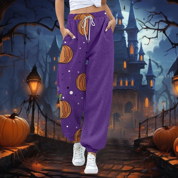 Purple Fall, Autumn, & Halloween Themed Pajama Pants Womens Halloween Pajamas Pants Cute Magical Pajama Soft Long Bottoms Women Fall Pjs S