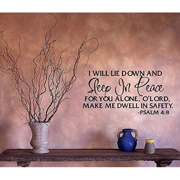 Decal ~ I will lie Down and Sleep in Peace: PSALM 4:8 #4 ~ Wall or Window Decal (20" x 40")
