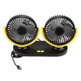 thumbnail image 1 of Ventilador de coche con doble cabezal USB, aire acondicionado portátil, ventilación automática, 12V, negro y amarillo, 1 of 5
