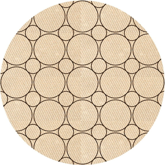 Ahgly Company Machine Washable Indoor Round Transitional Peru Brown Area Rugs, 5' Round