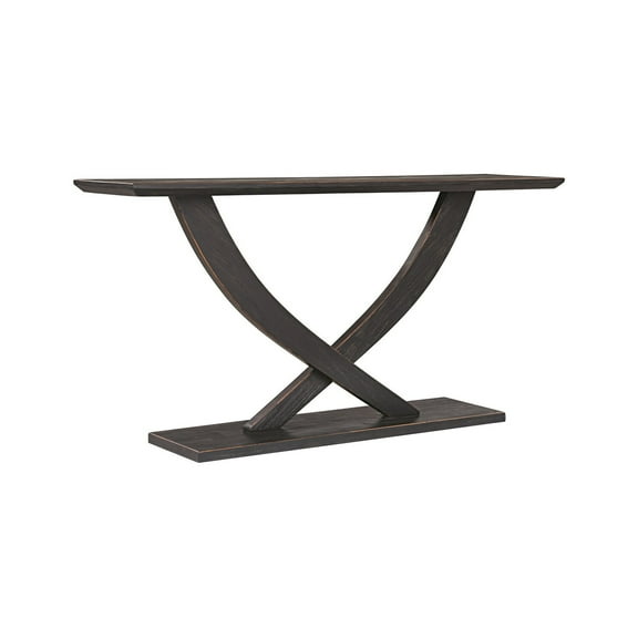 Benjara Rase 57" Console Table- Cross Leg Design- Pedestal Base- Black Wood