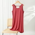thumbnail image 2 of Elainilye Fashion Women's Pajamas Nightdress with Chest Pad Plain Casual Round-Neck Regular Sleeveless Sleepwear Sleepshirts,Red, 2 of 3