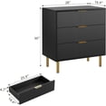thumbnail image 3 of Tuekys 3 Drawer Dresser for Bedroom, Mid Century Modern Chest , Wood Tall Nightstand, Waveform Fluted Side Table, Enhanced Safety, ASTM F2057-23 Sturdy Compliant (Oak), 3 of 6