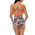 thumbnail image 4 of GYRATEDREAM Girls Women 2-Pieces Bikini Set Ruffle Bathing Suit Floral Halter Swimsuit, 4 of 7