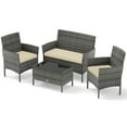 thumbnail image 7 of Gymax Set Of 4 Patio Furniture Set w/Washable Cushions & Tempered Glass Coffee Table Beige, 7 of 7