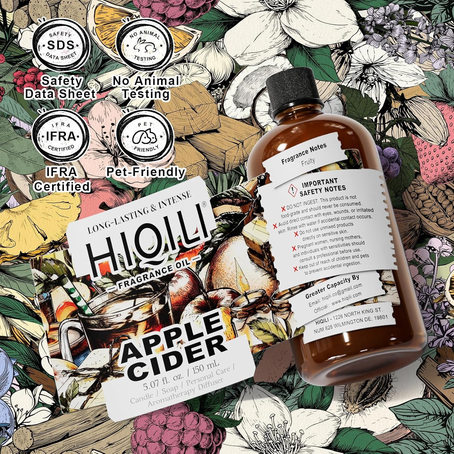 Apple Cider Fragrance Oil - Making DIY Candle & Soap, Luxury Wine Scented, for Home & Office Essential Oil Diffuser Use - 5.07 Fl Oz