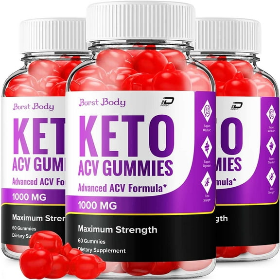 (3 Packs) Burst Body Gummies - Burst Body Apple Cider Vinegar Gummy Supplement for Energy - Burst Body Keto Gummies Dietary Supplement (180 Gummies)