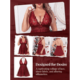 thumbnail image 2 of QSAWXQZ Women's Valentine's Plus Size Lingerie Lace Babydoll Chemise Mesh Sleeveless V Neck 2 Piece Sleepwear Nightgown with G String Wine 3XL, 2 of 7